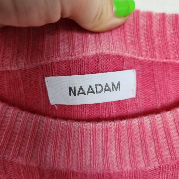 NAADAM Ombre‎ Knit Cashmere Wool Blend Sweater M Pink Cozy Lightweight Designer - Picture 3 of 7